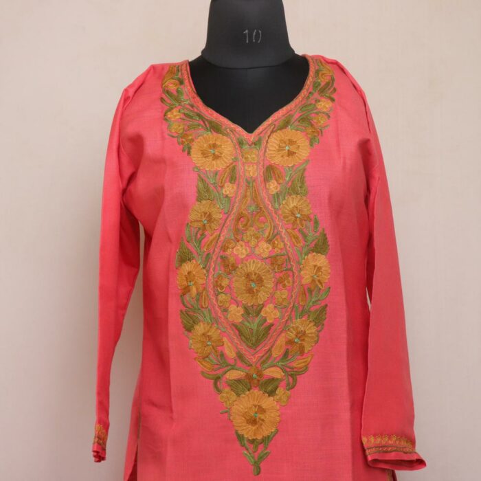 Pink Ruby Cotton Aari Kashmiri Co-ord Set - Image 2