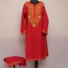 Red Ruby Cotton Aari Kashmiri Co-ord Set