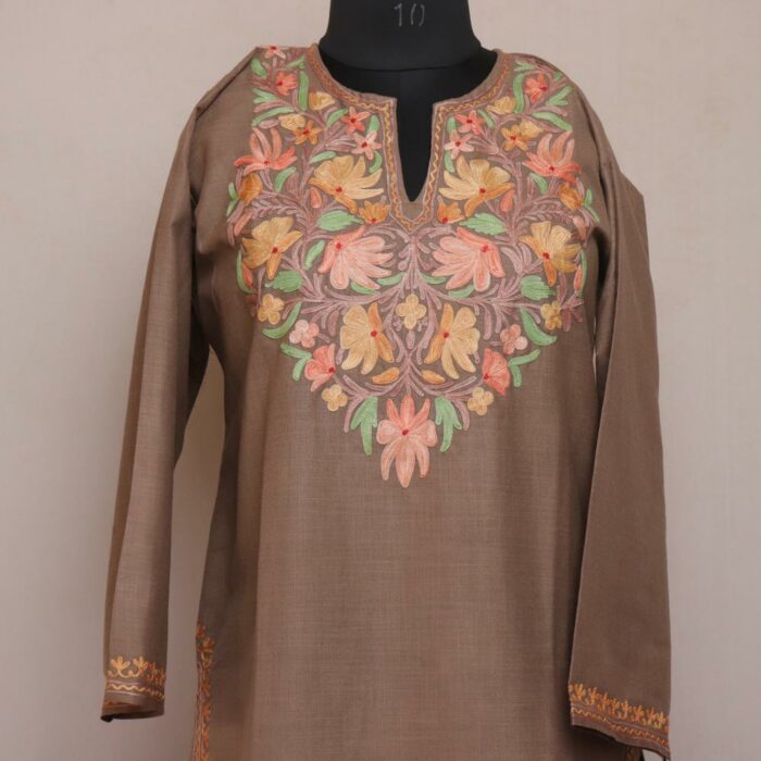 Beige Ruby Cotton Aari Kashmiri Co-ord Set - Image 2