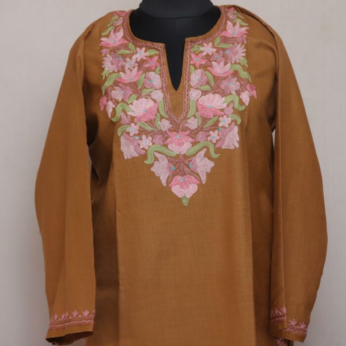 Brown Ruby Cotton Aari Kashmiri Co-ord Set - Image 2
