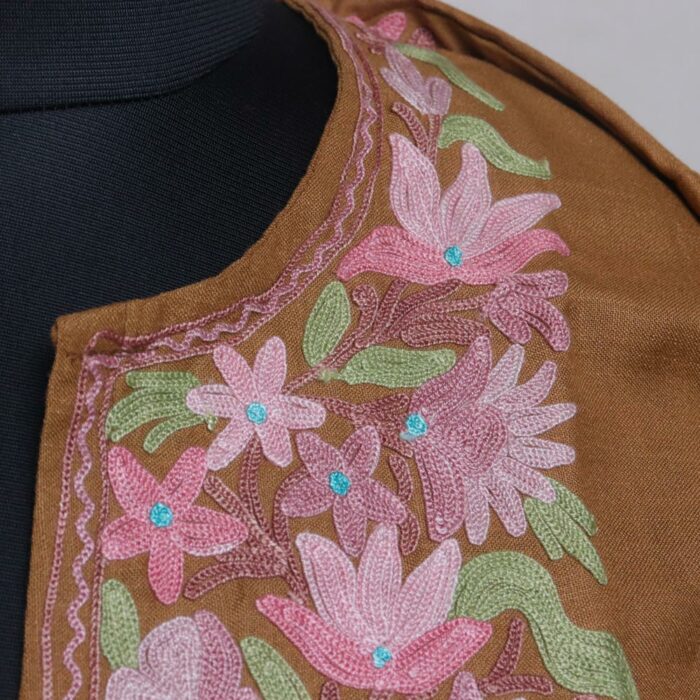 Brown Ruby Cotton Aari Kashmiri Co-ord Set - Image 3