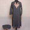 Dark Grey Rayon Cotton Tilla Kashmiri Co-ord Set