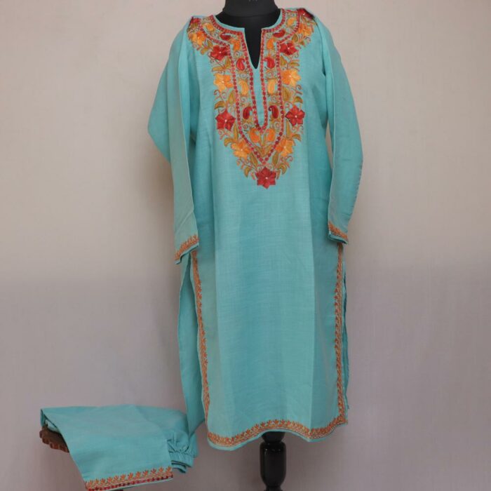 Ferozi Ruby Cotton Aari Kashmiri Co-ord Set