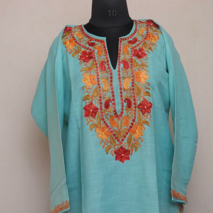 Ferozi Ruby Cotton Aari Kashmiri Co-ord Set - Image 2