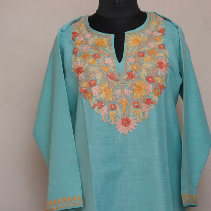Blue Ruby Cotton Aari Kashmiri Co-ord Set - Image 2