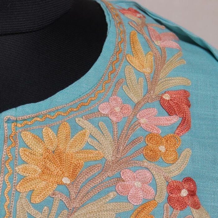 Blue Ruby Cotton Aari Kashmiri Co-ord Set - Image 3