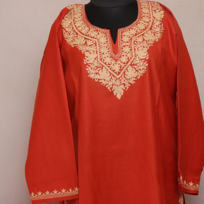 Orange Ruby Cotton Aari Kashmiri Co-ord Set - Image 2