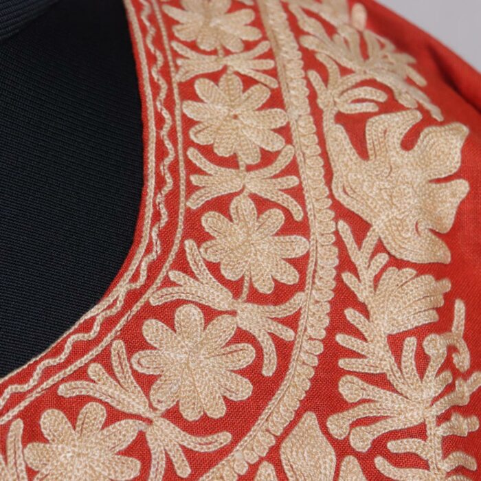 Orange Ruby Cotton Aari Kashmiri Co-ord Set - Image 3