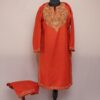 Orange Ruby Cotton Aari Kashmiri Co-ord Set