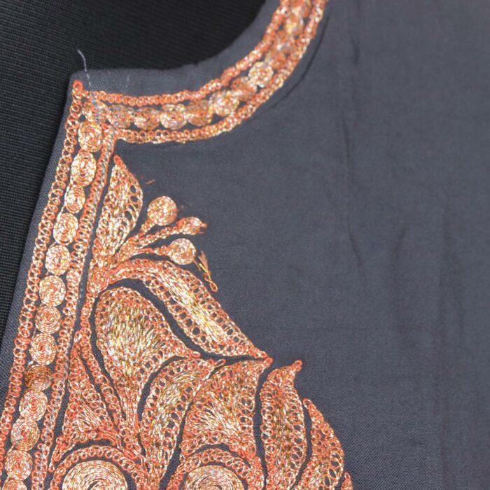 Dark Grey Rayon Cotton Tilla Kashmiri Co-ord Set - Image 3