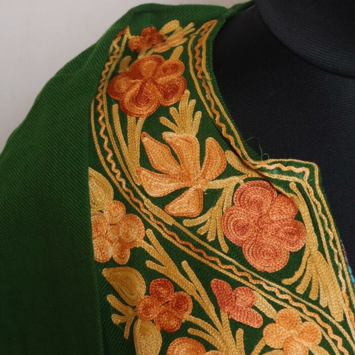 Dark Green Shahi Kashmiri Pheran with Aari Embroidery - Image 3