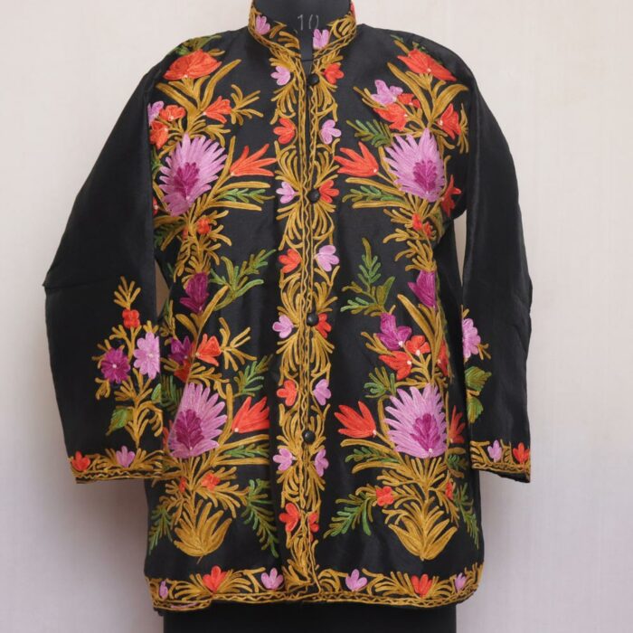 Black Silk Aari Short Jacket