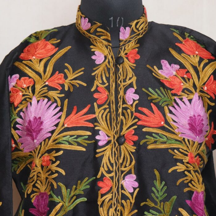 Black Silk Aari Short Jacket - Image 2