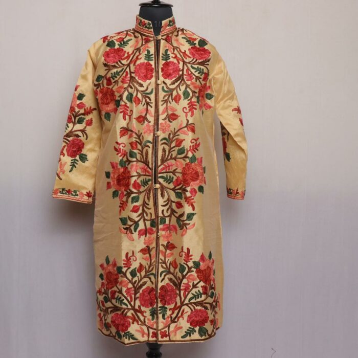 Golden Yellow Silk Aari Jacket