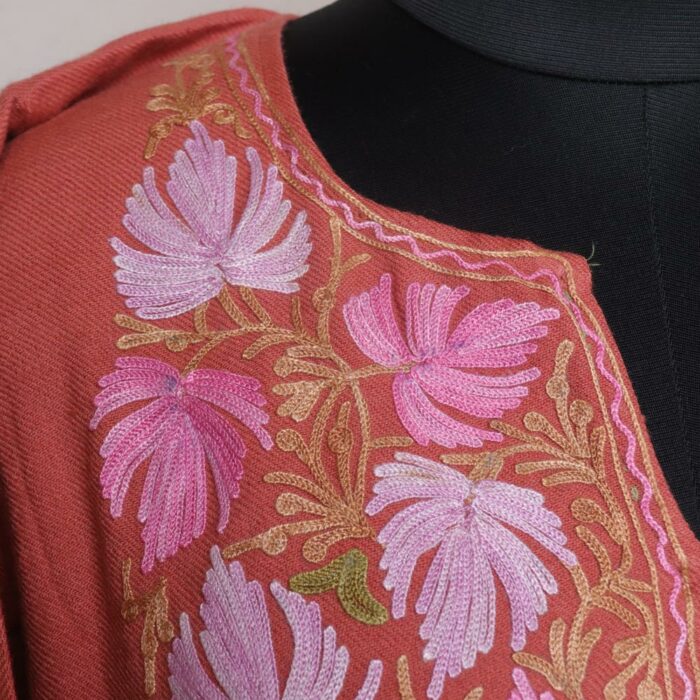Kashmiri Pheran Light Pink Cashmilon Aari Pheran - Image 3