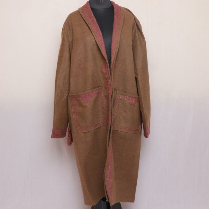 Brown Tweed Gown with Handwork