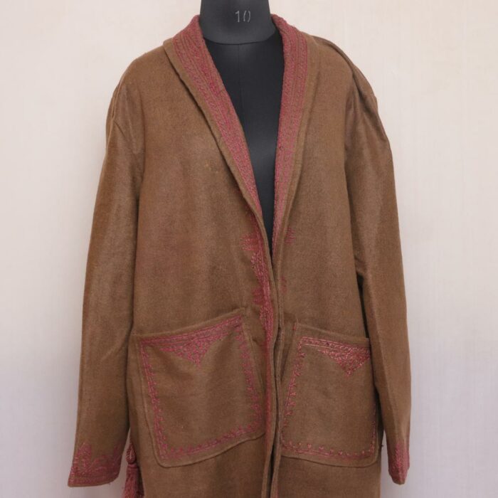 Brown Tweed Gown with Handwork - Image 2