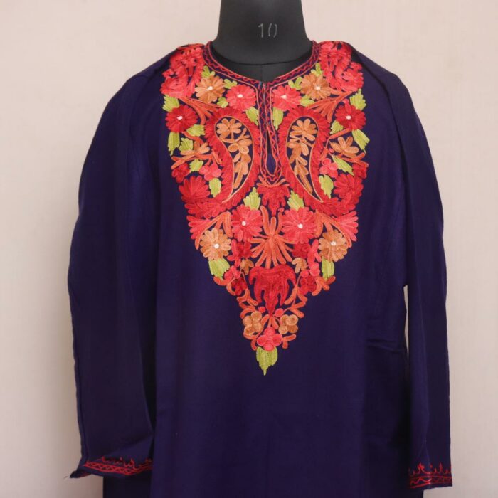 Dark Blue Phiren with Aari Embroidery - Image 2
