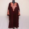 Maroon Velvet Kashmiri Pheran With Tilla Embroidery