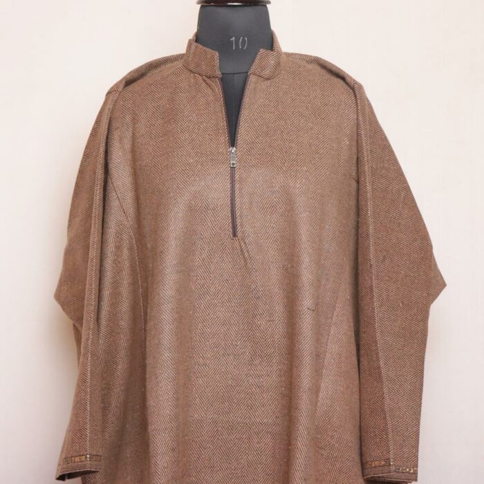 Light Brown Men Zigzag Kashmiri Pheran L48 - Image 2