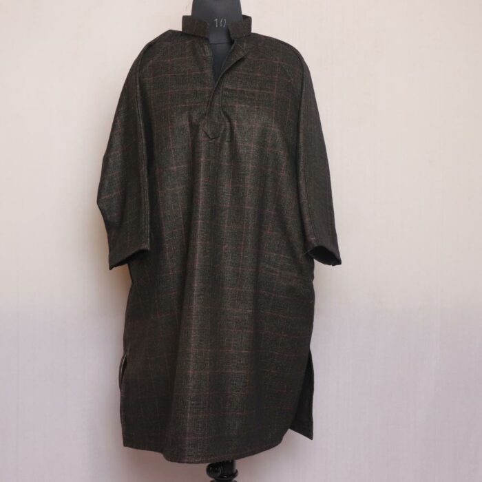 Black Wazul Check Men Kashmiri Pheran L38