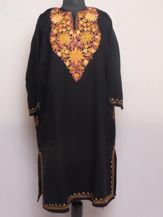 Black Posh Kashmiri Pheran with Aari Work