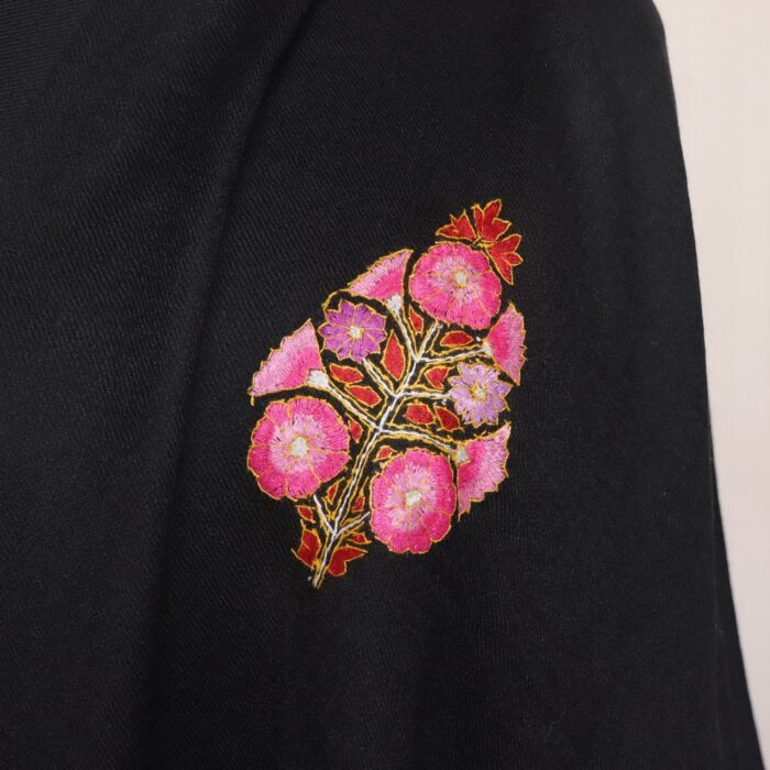 Black Wazul Paper Mache Sozni Handwork Stole - Image 2