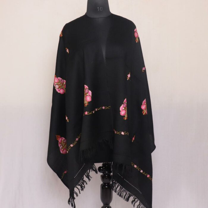 Black Wazul Paper Mache Sozni Handwork Stole - Image 3