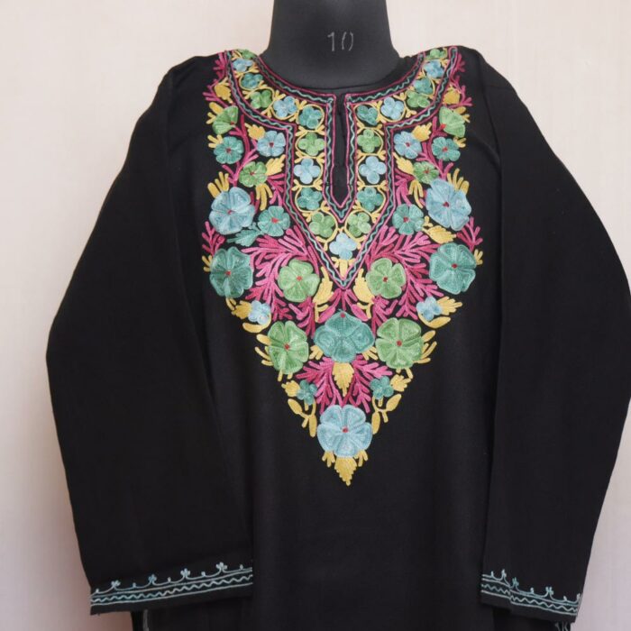 Black Burza Kashmiri Pheran with Aari Embroidery - Image 2