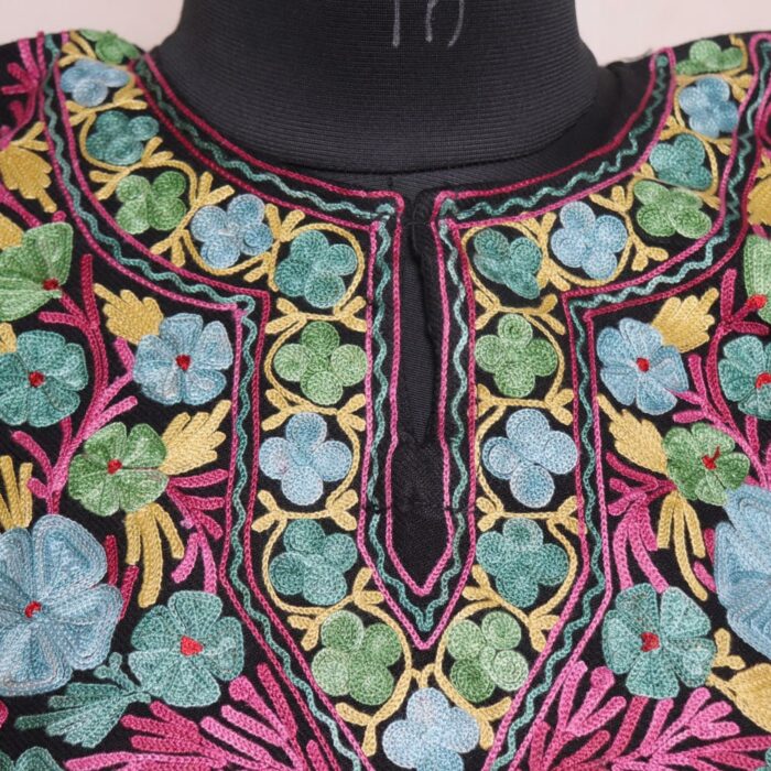 Black Burza Kashmiri Pheran with Aari Embroidery - Image 3