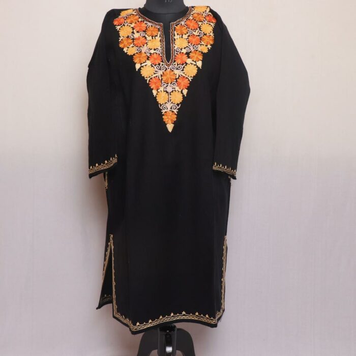 Black Sopori Kashmiri Pheran with Aari Embroidery