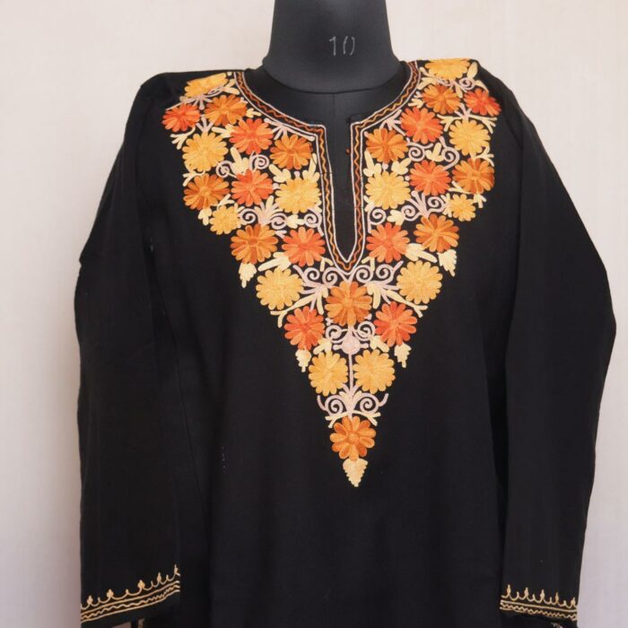 Black Sopori Kashmiri Pheran with Aari Embroidery - Image 2