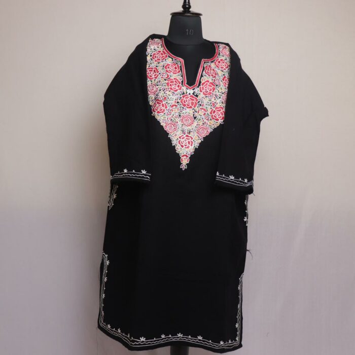 Black Lal Posh Cashmilon Winter Aari Pheran