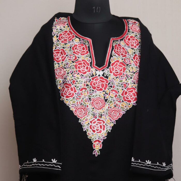 Black Lal Posh Cashmilon Winter Aari Pheran - Image 2
