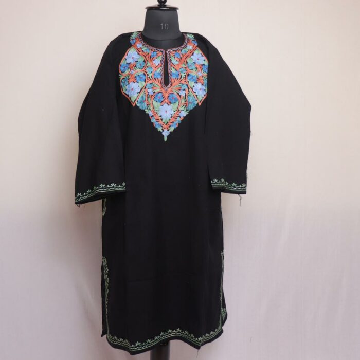 Black KoheMarhan Cashmilon Winter Aari Pheran