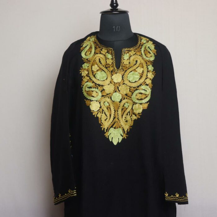 Black Bukhari Kashmiri Pheran With Aari Work - Image 2