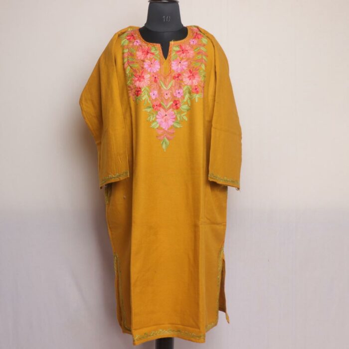 Mustard Gurezi Kashmiri Aari Pheran