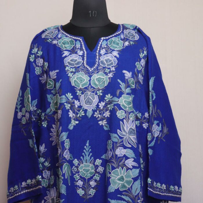 Blue Bagh Pure Wool Jal Aari Kashmiri Pheran - Image 2