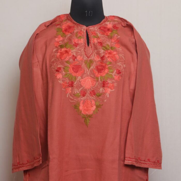 Peach Miri Pheran With Aari Work - Image 2