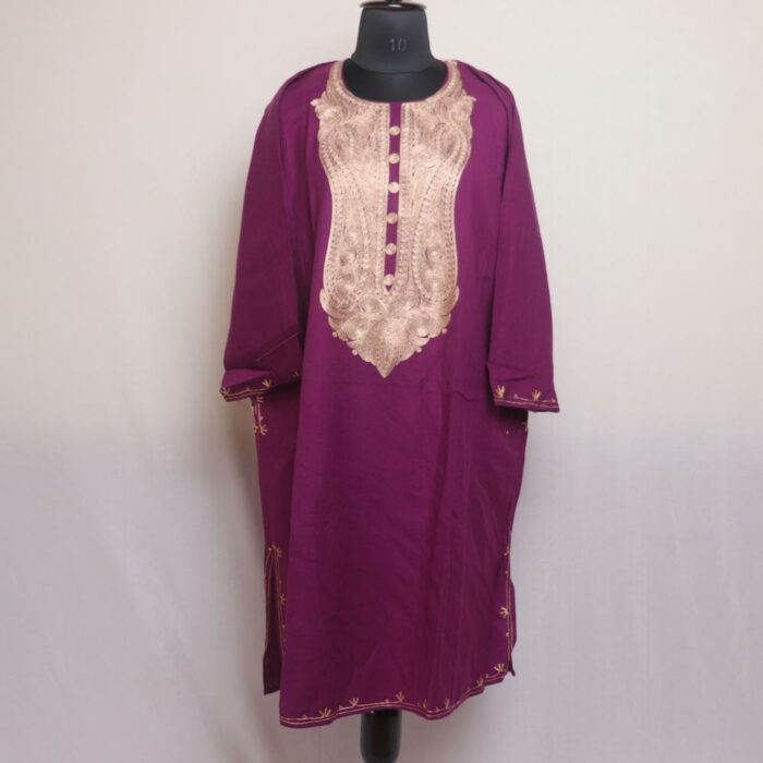 Magenta Shah Pheran With Aari Work