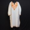 Snow Queen Elegance: White Kashmiri Pheran with Aari Embroidery