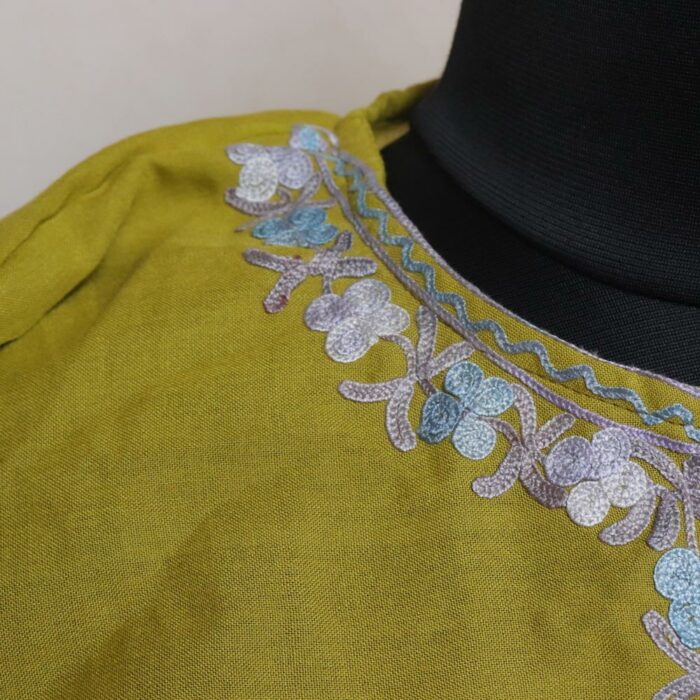 Green Cotton Aari Kashmiri Co-ord Set - Image 3