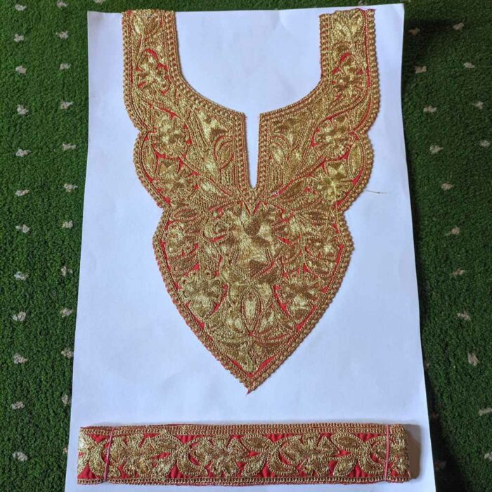Red Shalimar Tilla Patch With Border 3.5m
