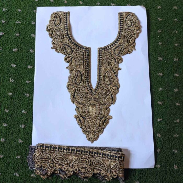Golden Black Badami Tilla Patch With Border 1.5m