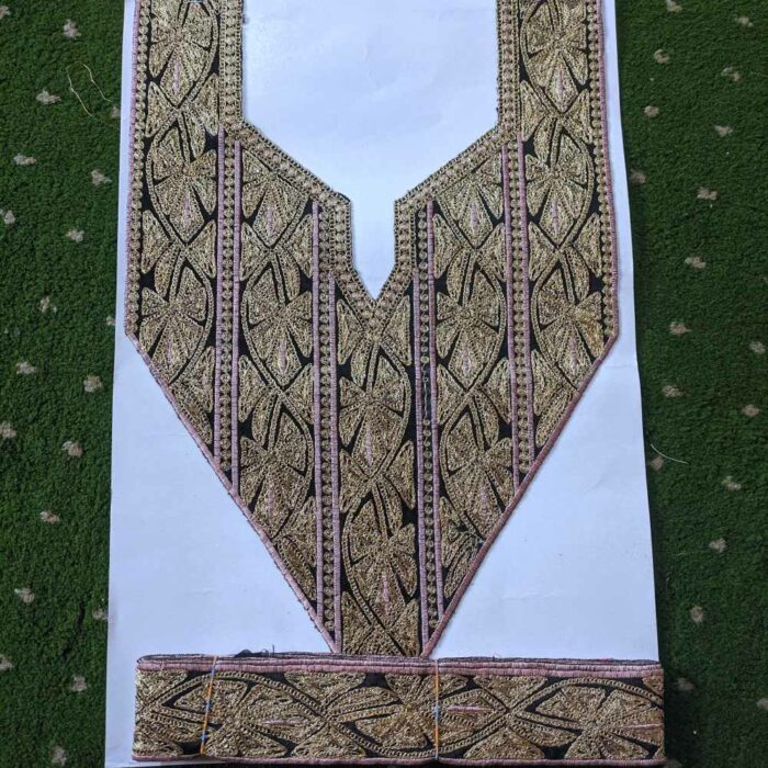 Golden Peach Shalimar Tilla Neck Patch with Border 3m
