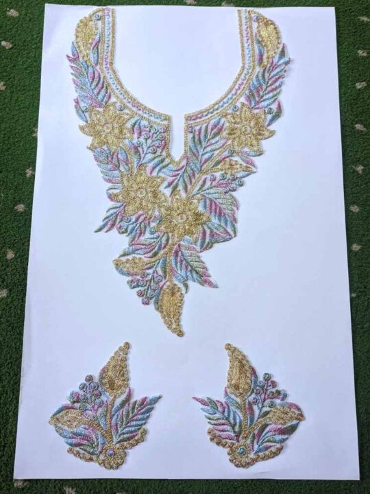 Purple Blue Azra Cutwork Tilla Patch Set