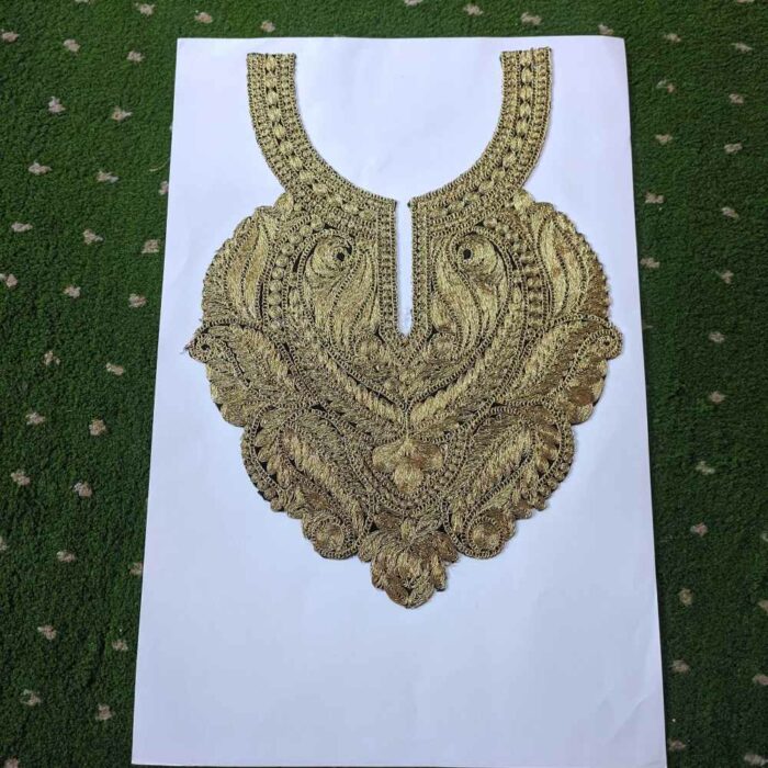 Set of 3 Tilla Patches: Boab Naal Golden Tilla Patch, Posh Baag Copper Cutwork, and Dal Lake - Image 4