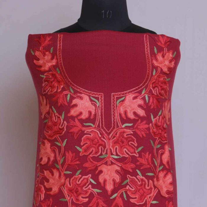 Mehnaz Pink Gulabi Chinari All Over Cashmilon 2PC Kashmiri Woolen Unstitched Salwar Suit - Image 2