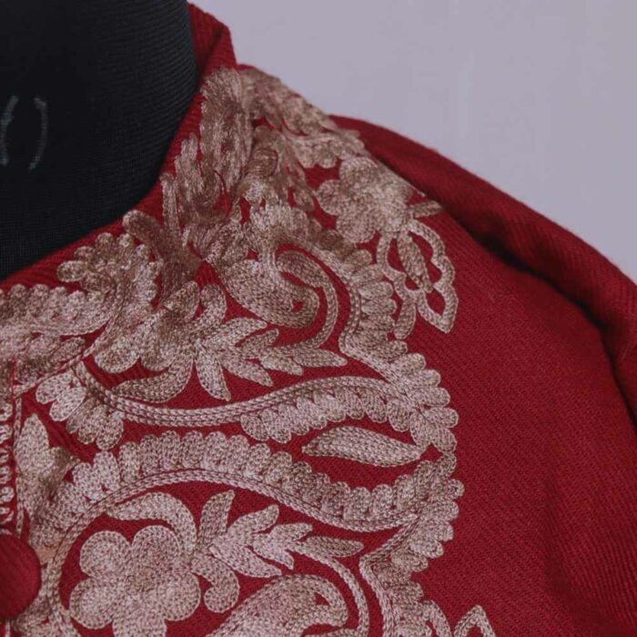 Maroon Aari Cashmilon Jacket - Image 3