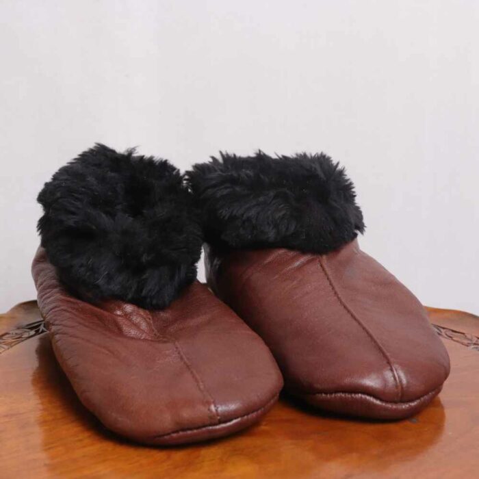 Brown Leather Fur Socks (5)